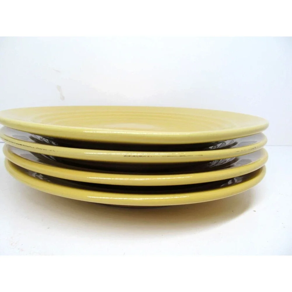 Crate & Barrel BoscoWare Yellow Behive Embossed Rings Salad Plates Bundle of 4